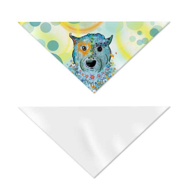 Preview: Hunde-Bandana Anton - Popart Hundedesign, 100 % Polyester, 70x30 cm, verstellbar, waschbar
